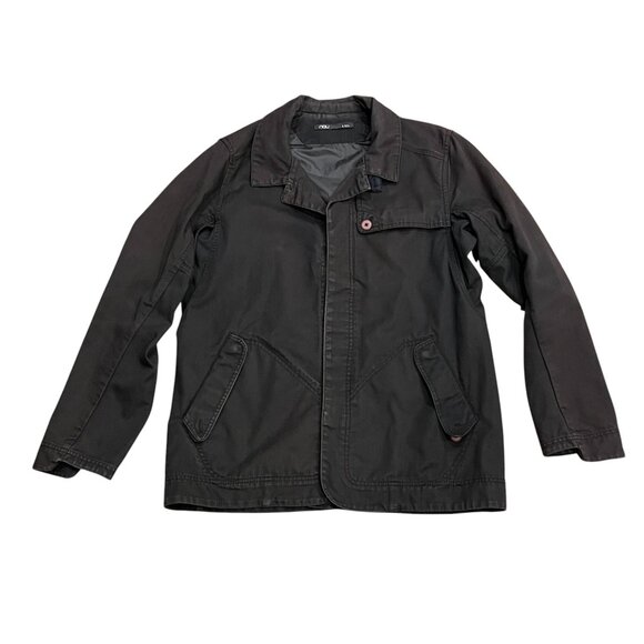 Nau Brown Canvas Barn Coat, Wool Collar, L